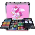 145 Pcs Art Supplies Set for Kids, Portable Aluminum Case Art Kit (Pink Color Box)